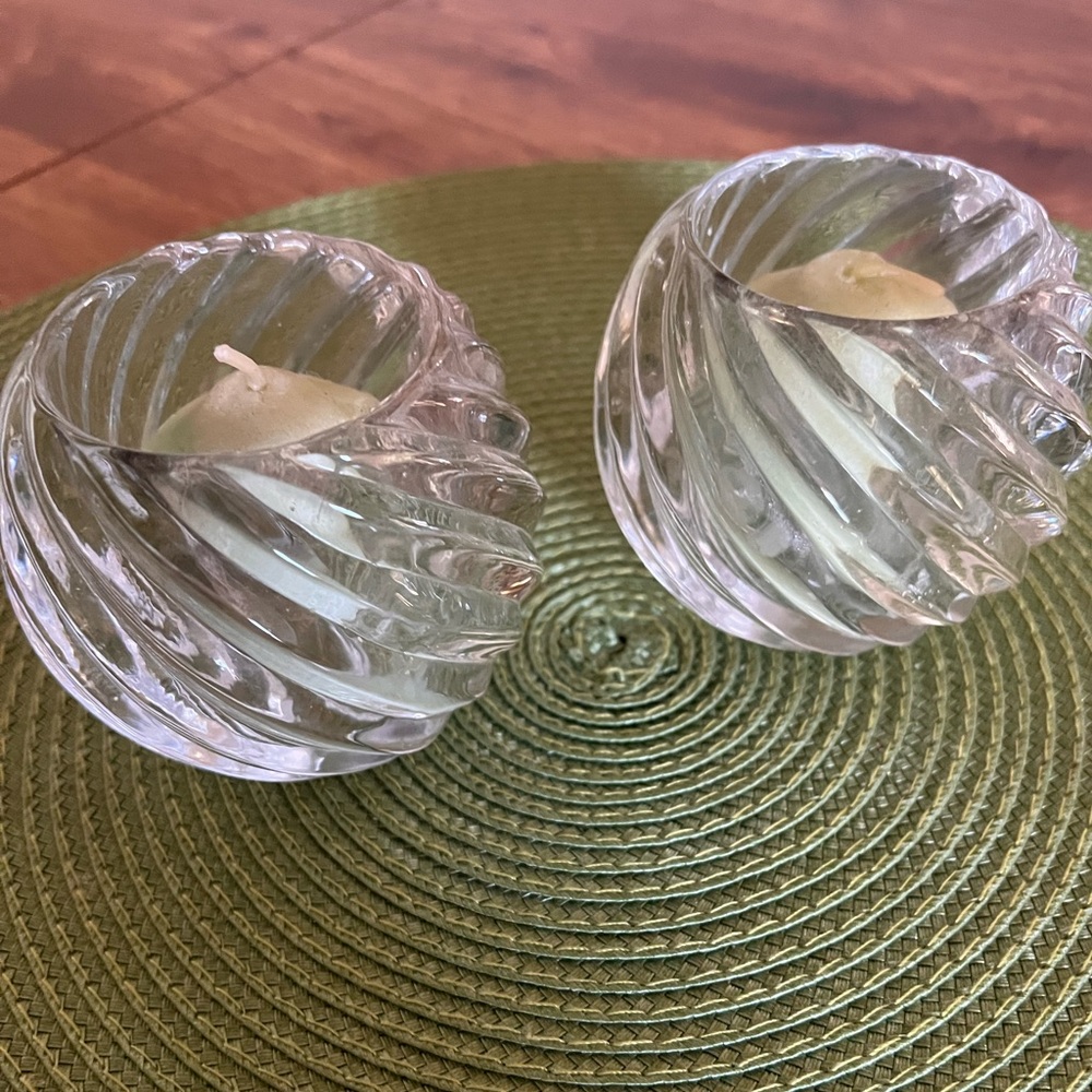 Swirled glass candle holders mini